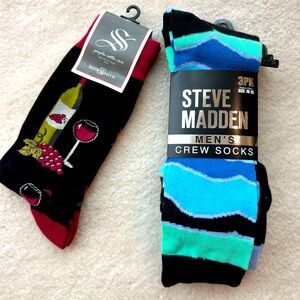 BNWT Steve Madden Blue and Black Striped and SockSmith Wine Men Socks